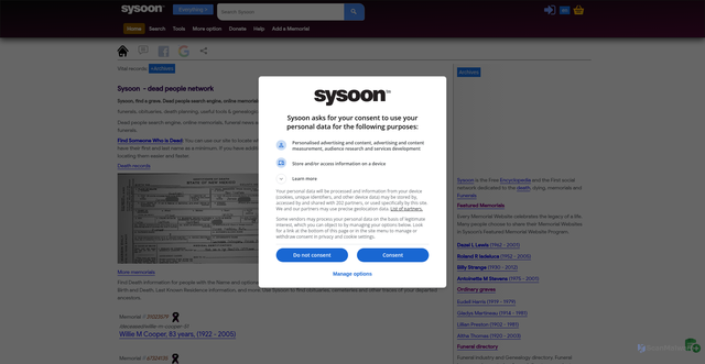 Security scan screenshot of https://sysoon.com