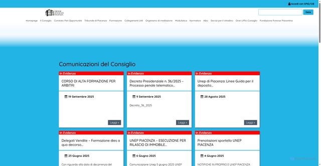 Security scan screenshot of https://www.piacenzaordineavvocati.it/