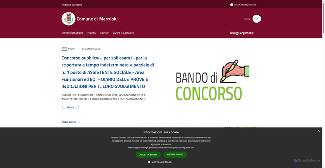 Security scan screenshot of https://www.comune.marrubiu.or.it/it