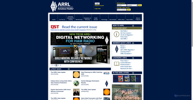 Security scan screenshot of https://arrl.org