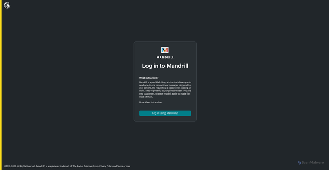 Security scan screenshot of https://mandrillapp.com/