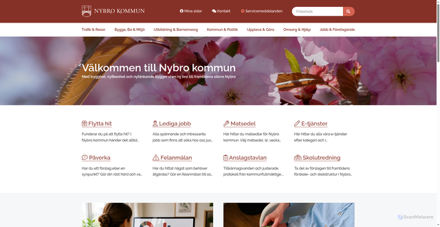 Security scan screenshot of http://www.nybro.se