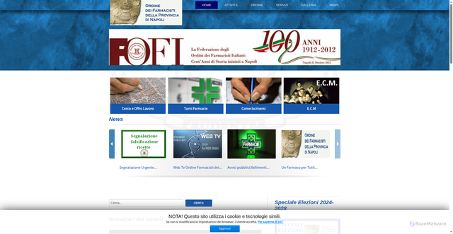 Security scan screenshot of https://www.ordinefarmacistinapoli.it/