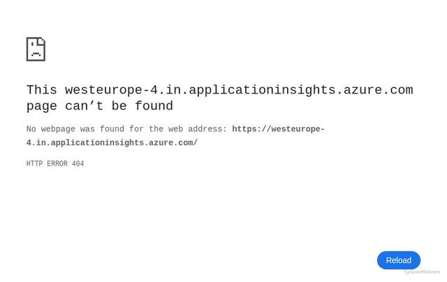 Security scan screenshot of https://westeurope-4.in.applicationinsights.azure.com/