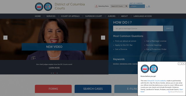 Security scan screenshot of https://www.dccourts.gov/