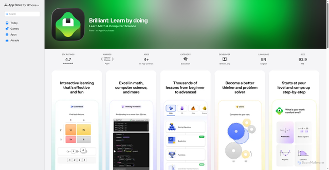 Security scan screenshot of https://apps.apple.com/us/app/brilliant-learn-by-doing/id913335252