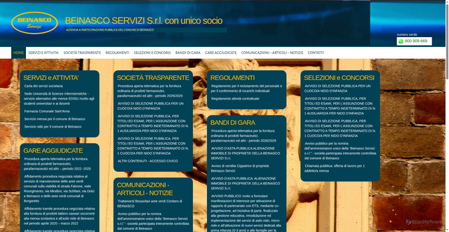 Security scan screenshot of https://www.beinascoservizi.it/