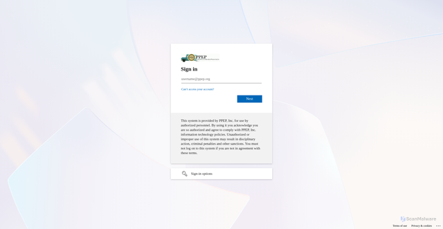 Security scan screenshot of https://ppepinc-my.sharepoint.com