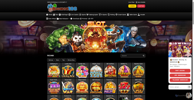 Security scan screenshot of https://noindek1-bansos188.vip/desktop/game/slot/rich88