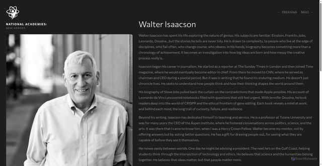 Security scan screenshot of https://explorers.com/walter-isaacson/