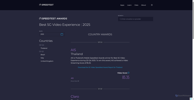 Security scan screenshot of https://aiden519.pages.dev/awards/5g-video-experience/?