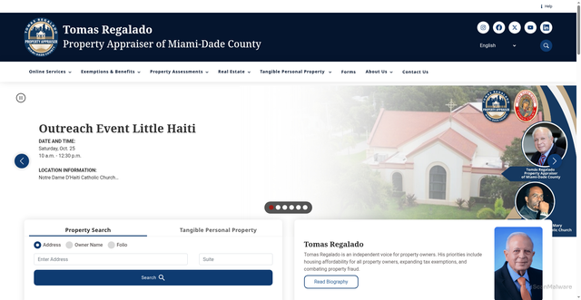 Security scan screenshot of https://www.miamidadepa.gov/pa/home.page