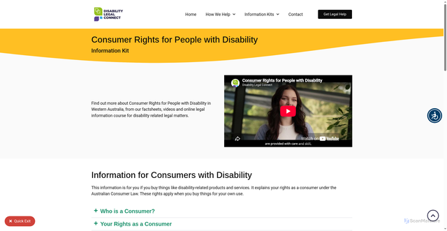 Security scan screenshot of https://disabilitylegalconnect.com.au/consumer-rights-for-people-with-disability/