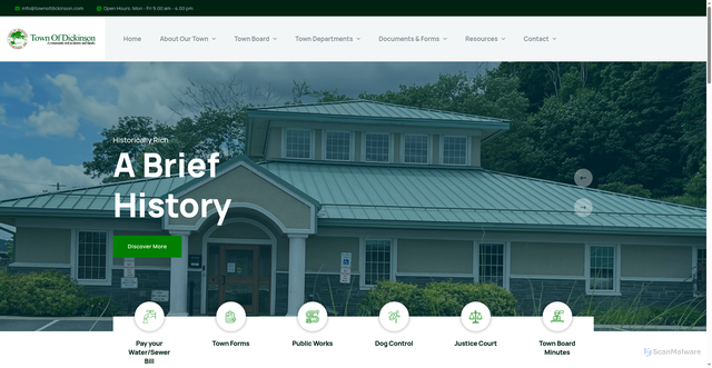 Security scan screenshot of https://townofdickinsonnybc.gov/