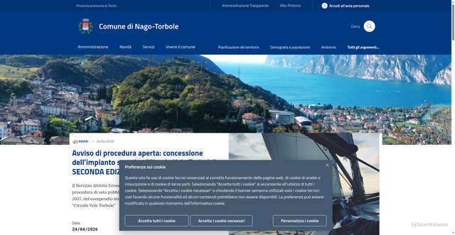 Security scan screenshot of https://www.comune.nago-torbole.tn.it
