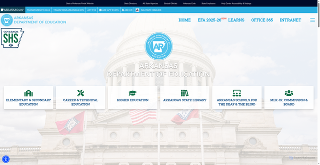 Security scan screenshot of https://ade.arkansas.gov/
