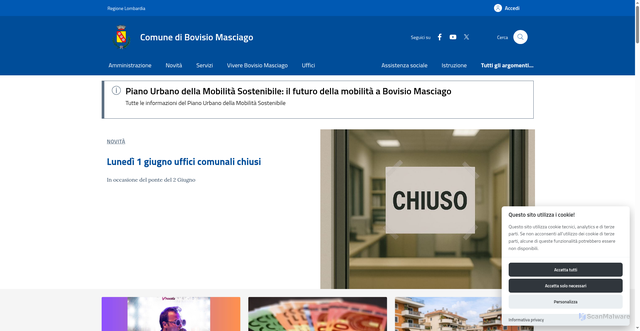 Security scan screenshot of https://www.comune.bovisiomasciago.mb.it