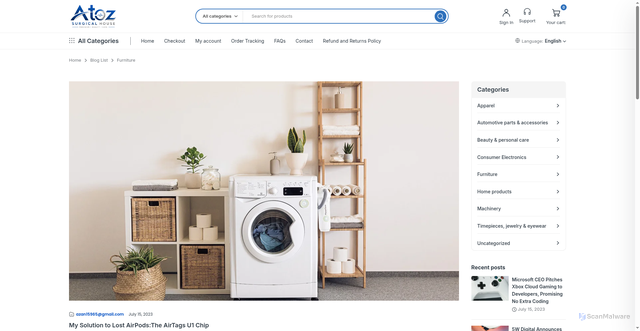 Security scan screenshot of https://atozsurgcialhouse.store/category/furniture/