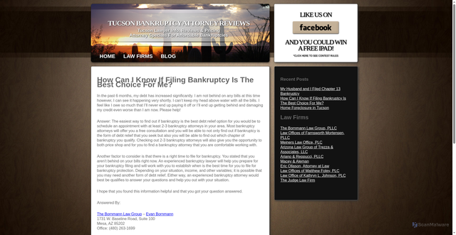 Security scan screenshot of https://tucsonbankruptcylawyers.co/bankruptcy-filing/best-choice-for-me