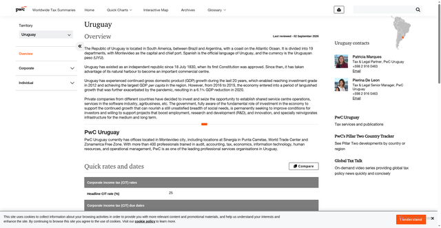 Security scan screenshot of https://taxsummaries.pwc.com/uruguay
