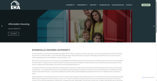 Security scan screenshot of https://www.evansvillehousing.org/