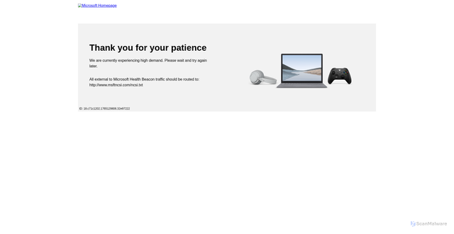 Security scan screenshot of https://windows.net/