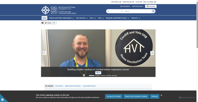 Security scan screenshot of https://cavuhb.nhs.wales/