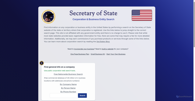 Security scan screenshot of https://www.secstates.com