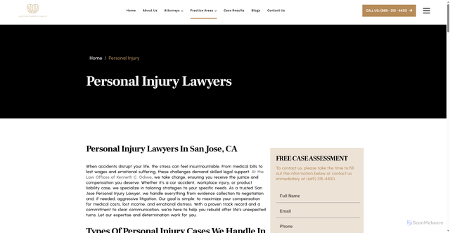 Security scan screenshot of https://kennethodiwelaw.com/personal-injury-lawyer-in-san-jose-ca/