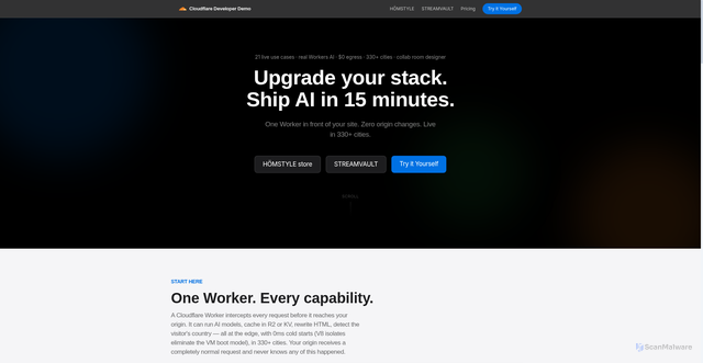 Security scan screenshot of https://cloudflare-dev-demo.pages.dev/