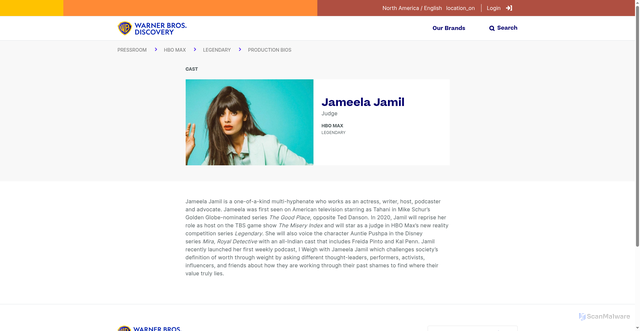 Security scan screenshot of https://press.wbd.com/na/bio/jameela-jamil-0?language_content_entity=en