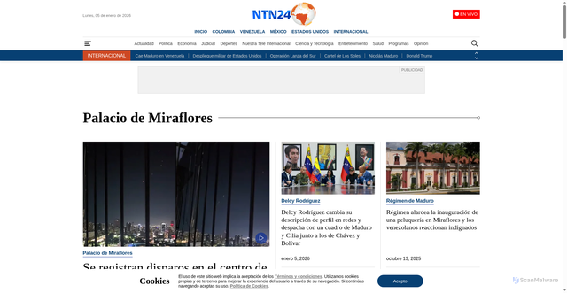 Security scan screenshot of https://www.ntn24.com/temas/palacio-de-miraflores