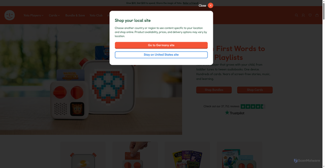 Security scan screenshot of https://yoto-usa.myshopify.com