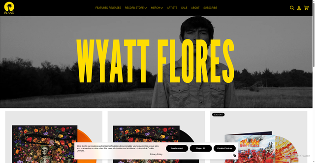 Security scan screenshot of https://www.islandrecords.com/collections/wyatt-flores