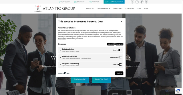Security scan screenshot of https://atlanticrecruiters.com/