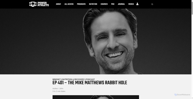 Security scan screenshot of https://powerathletehq.com/ep-401-the-mike-matthews-rabbit-hole/