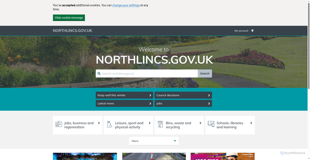 Security scan screenshot of https://www.northlincs.gov.uk/