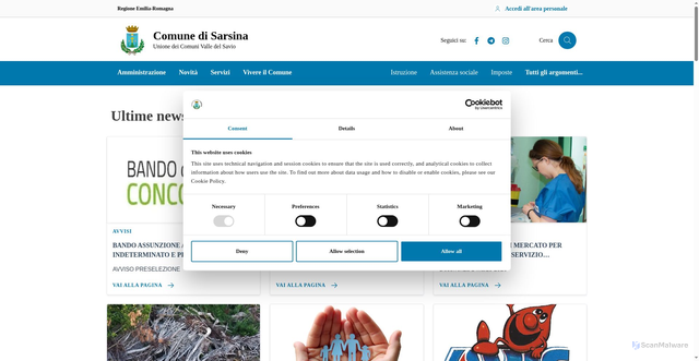 Security scan screenshot of https://www.comune.sarsina.fc.it/