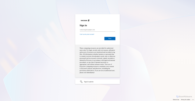Security scan screenshot of https://mana-ericsson.my.site.com