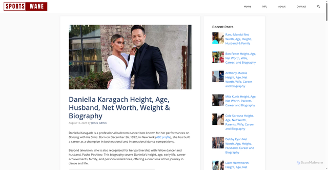 Security scan screenshot of https://sportswane.com/daniella-karagach-height/