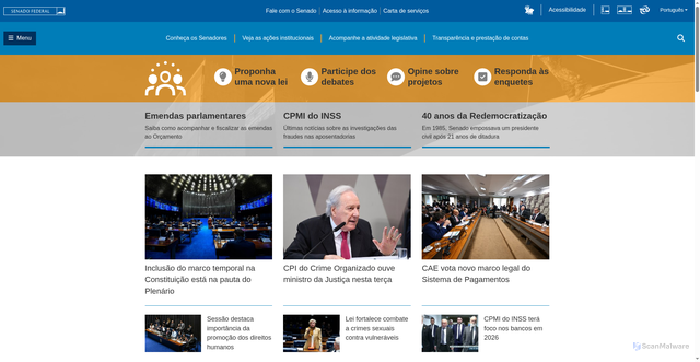 Security scan screenshot of https://www12.senado.leg.br/hpsenado