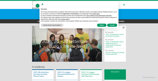 Security scan screenshot of https://www.burlo.trieste.it/