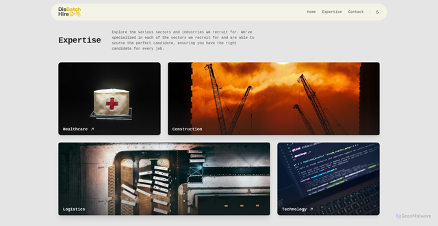 Security scan screenshot of https://disbatch-hire-site.pages.dev/expertise