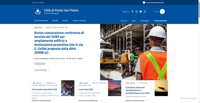 Security scan screenshot of https://www.comune.pontesanpietro.bg.it