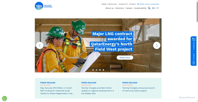 Security scan screenshot of https://technipenergies.com