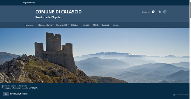 Security scan screenshot of https://www.comune.calascio.aq.it/hh/index.php