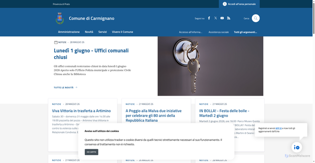 Security scan screenshot of https://www.comune.carmignano.po.it