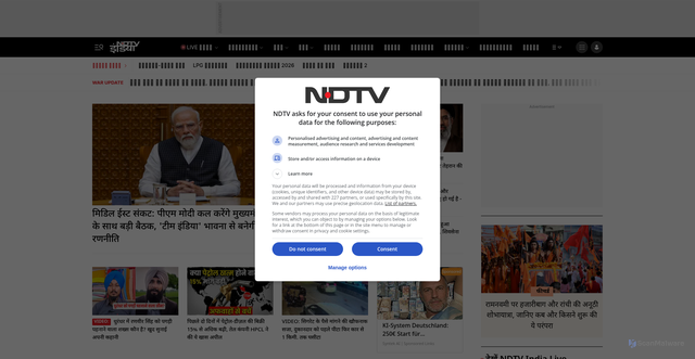 Security scan screenshot of https://ndtv.in/