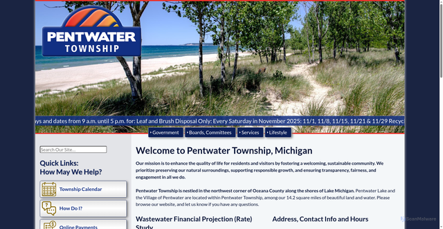 Security scan screenshot of https://pentwatertownshipmi.gov/