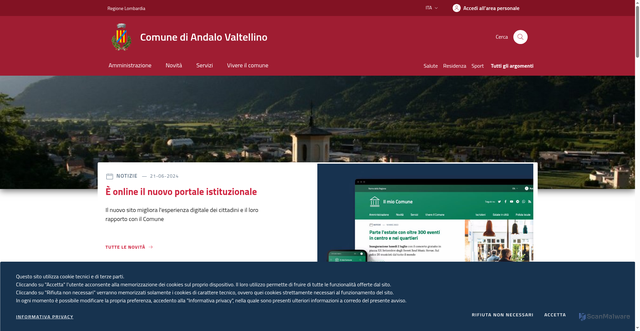 Security scan screenshot of https://www.comune.andalovaltellino.so.it/